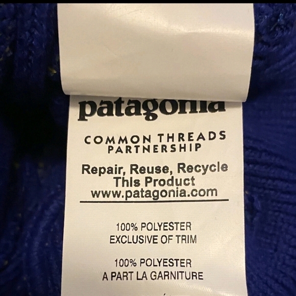 PATAGONIA Desert Blue & Mustard-Yellow Knit POM POM Hat ONE SIZE - Picture 13 of 15